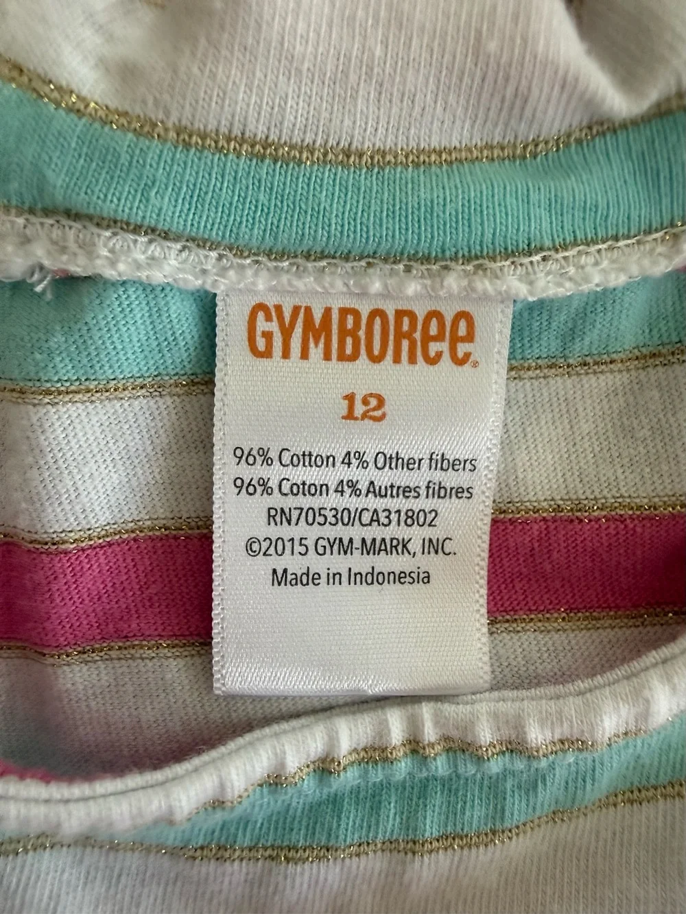 Gymboree Pink, Aqua & White Striped Tank with Ruffle Hem